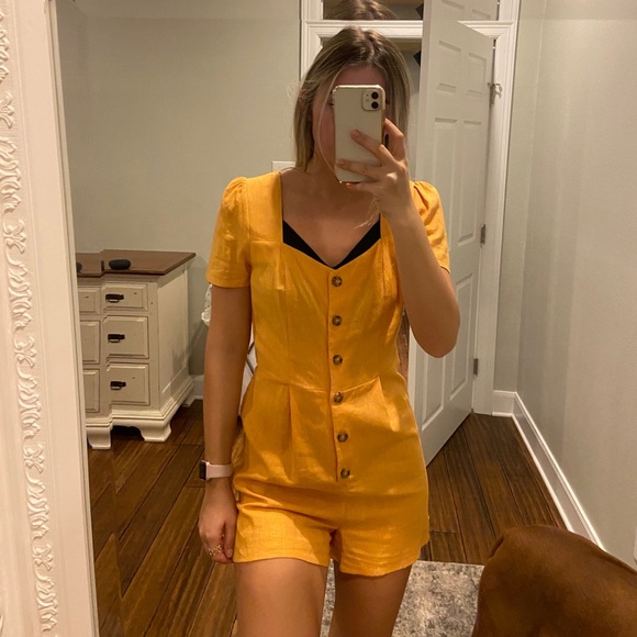 Yellow button up romper - Picture 1 of 2